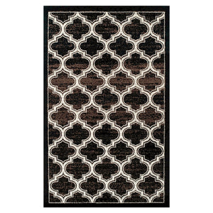 8' X 10' Black Geometric Stain Resistant Area Rug
