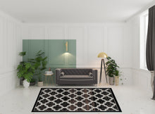 8' X 10' Black Geometric Stain Resistant Area Rug