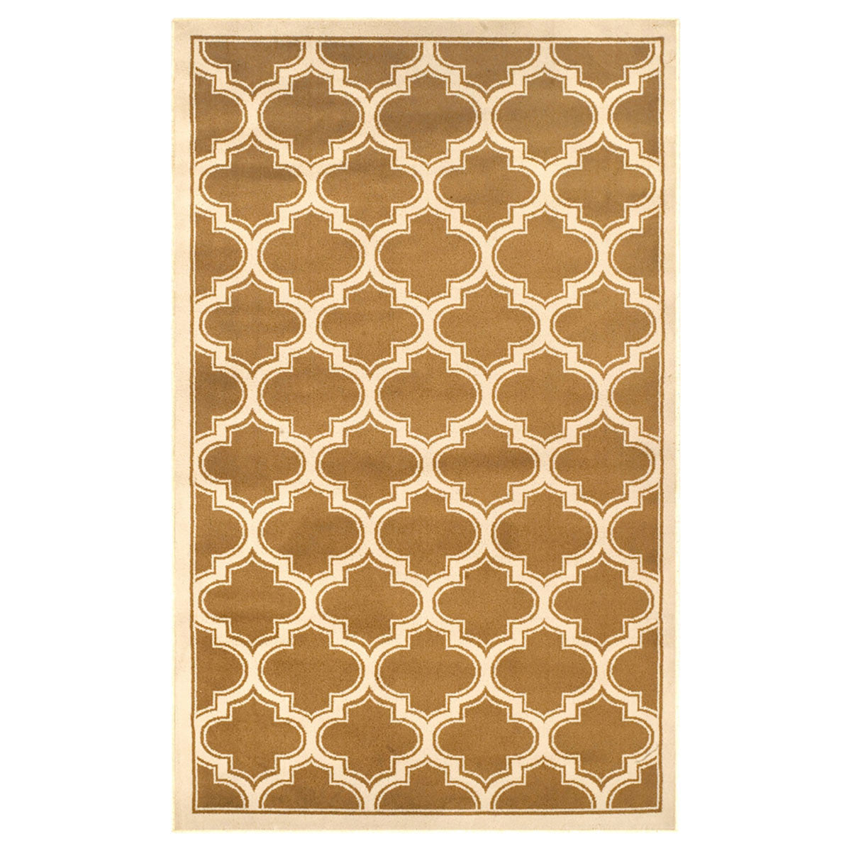 8' X 10' Apricot And Cream Geometric Stain Resistant Area Rug