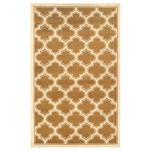 8' X 10' Apricot And Cream Geometric Stain Resistant Area Rug