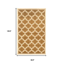 8' X 10' Apricot And Cream Geometric Stain Resistant Area Rug