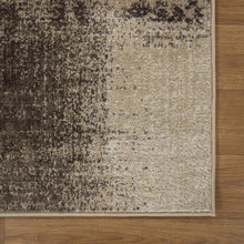 5' X 8' Beige Gray And Black Damask Distressed Stain Resistant Area Rug