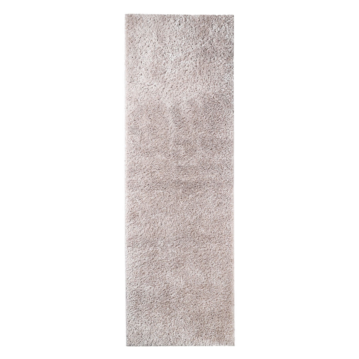 8' Beige Shag Stain Resistant Runner Rug