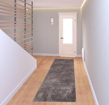 8' Taupe Tufted Handmade Stain Resistant Runner Rug