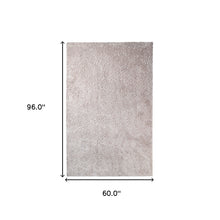 5' X 8' Beige Shag Stain Resistant Area Rug