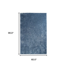 5' X 8' Blue Shag Stain Resistant Area Rug