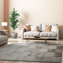 5' X 8' Beige Geometric Hand Woven Stain Resistant Area Rug