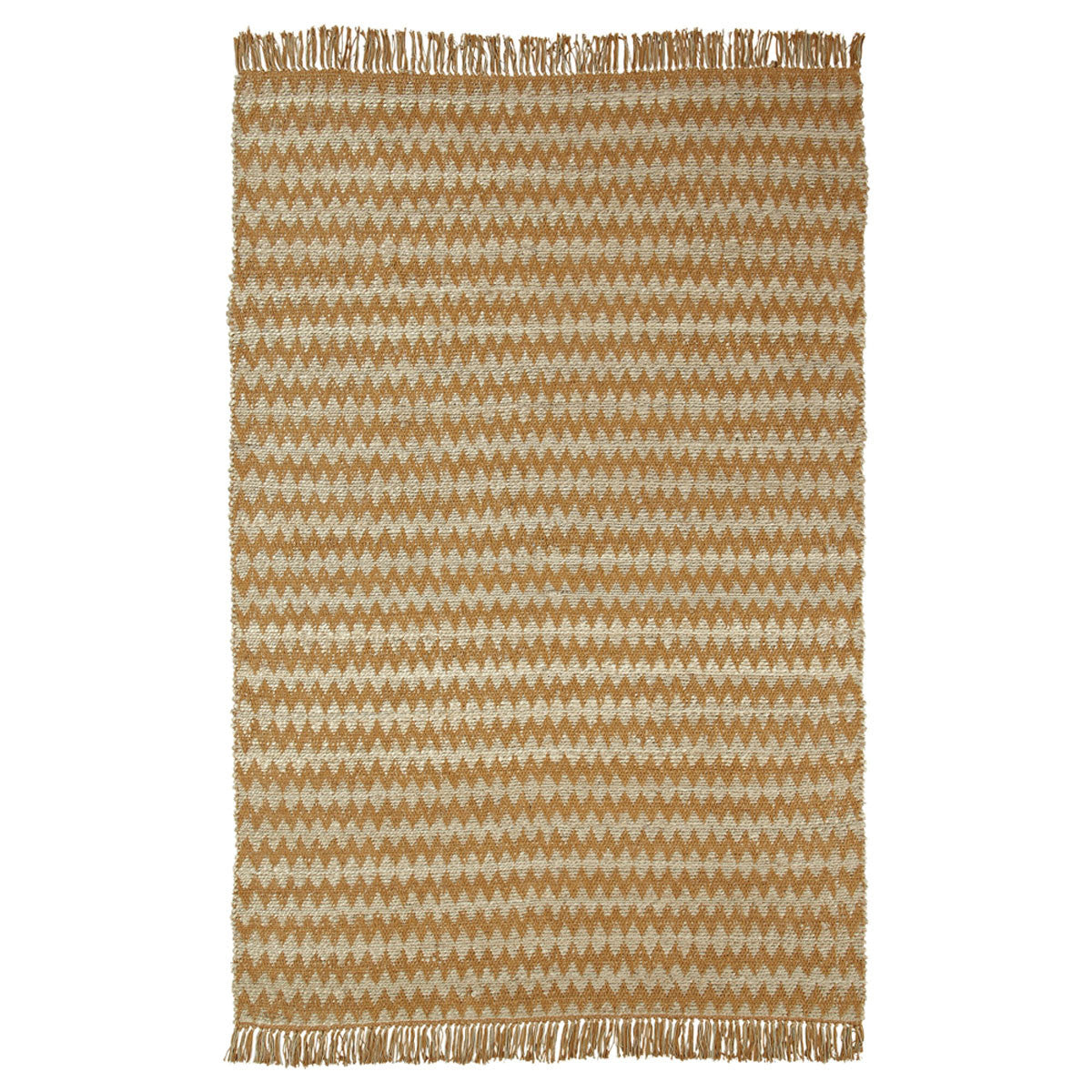 5' X 8' Gold Chevron Hand Woven Stain Resistant Area Rug With Fringe