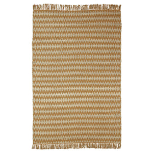 5' X 8' Gold Chevron Hand Woven Stain Resistant Area Rug With Fringe