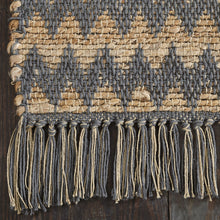 5' X 8' Grey Chevron Hand Woven Stain Resistant Area Rug With Fringe