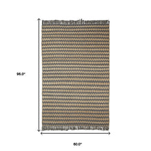 5' X 8' Grey Chevron Hand Woven Stain Resistant Area Rug With Fringe