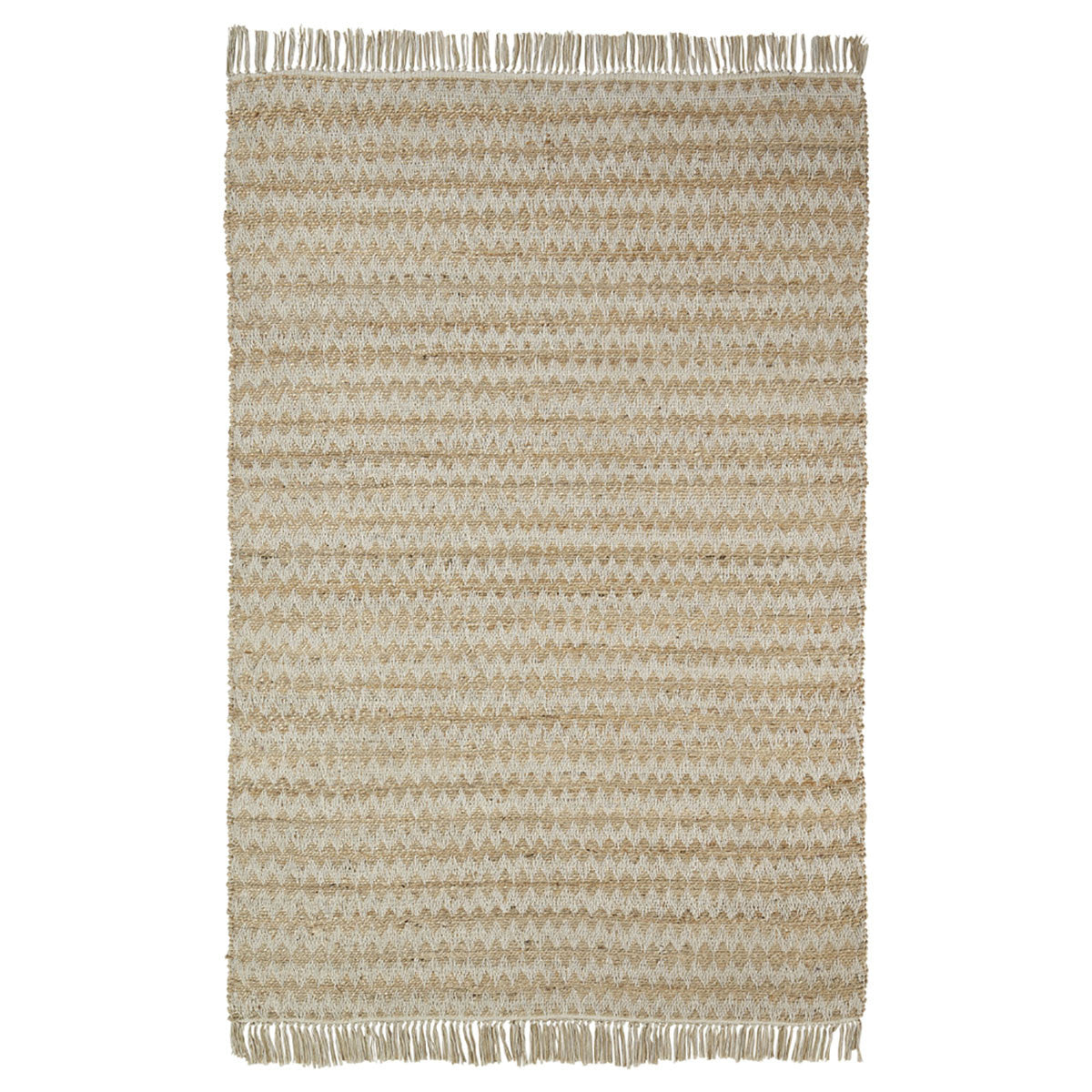 8' X 10' Cream Chevron Handmade Stain Resistant Indoor Outdoor Area Rug