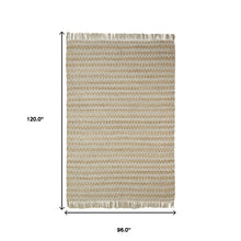 8' X 10' Cream Chevron Handmade Stain Resistant Indoor Outdoor Area Rug