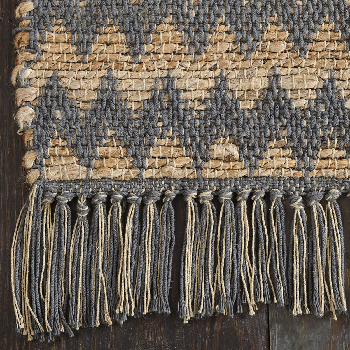 8' X 10' Grey Chevron Hand Woven Stain Resistant Area Rug With Fringe