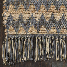 8' X 10' Grey Chevron Hand Woven Stain Resistant Area Rug With Fringe