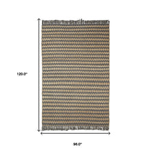 8' X 10' Grey Chevron Hand Woven Stain Resistant Area Rug With Fringe