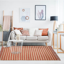 8' X 10' Terracotta Chevron Hand Woven Stain Resistant Area Rug With Fringe