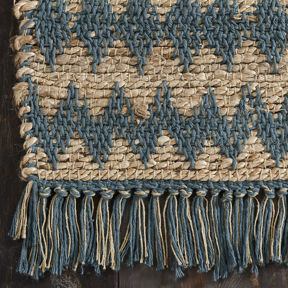 8' X 10' Teal Chevron Hand Woven Stain Resistant Area Rug With Fringe