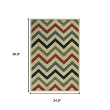 2' X 3' Stone Chevron Stain Resistant Indoor Outdoor Area Rug