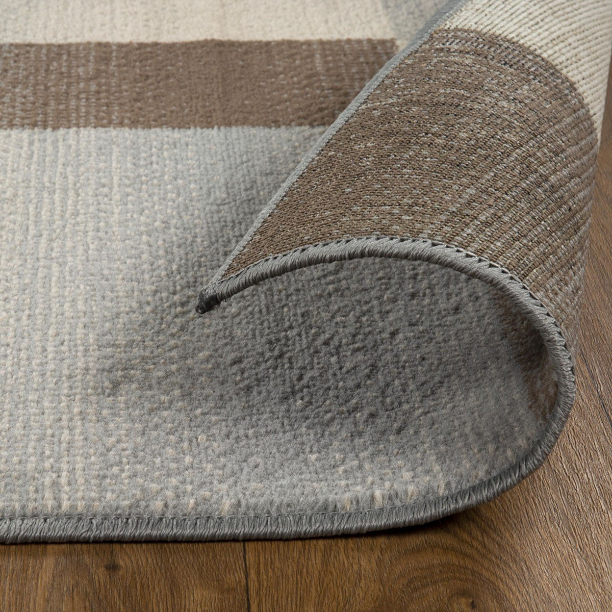 8' Grey Patchwork Power Loom Stain Resistant Runner Rug