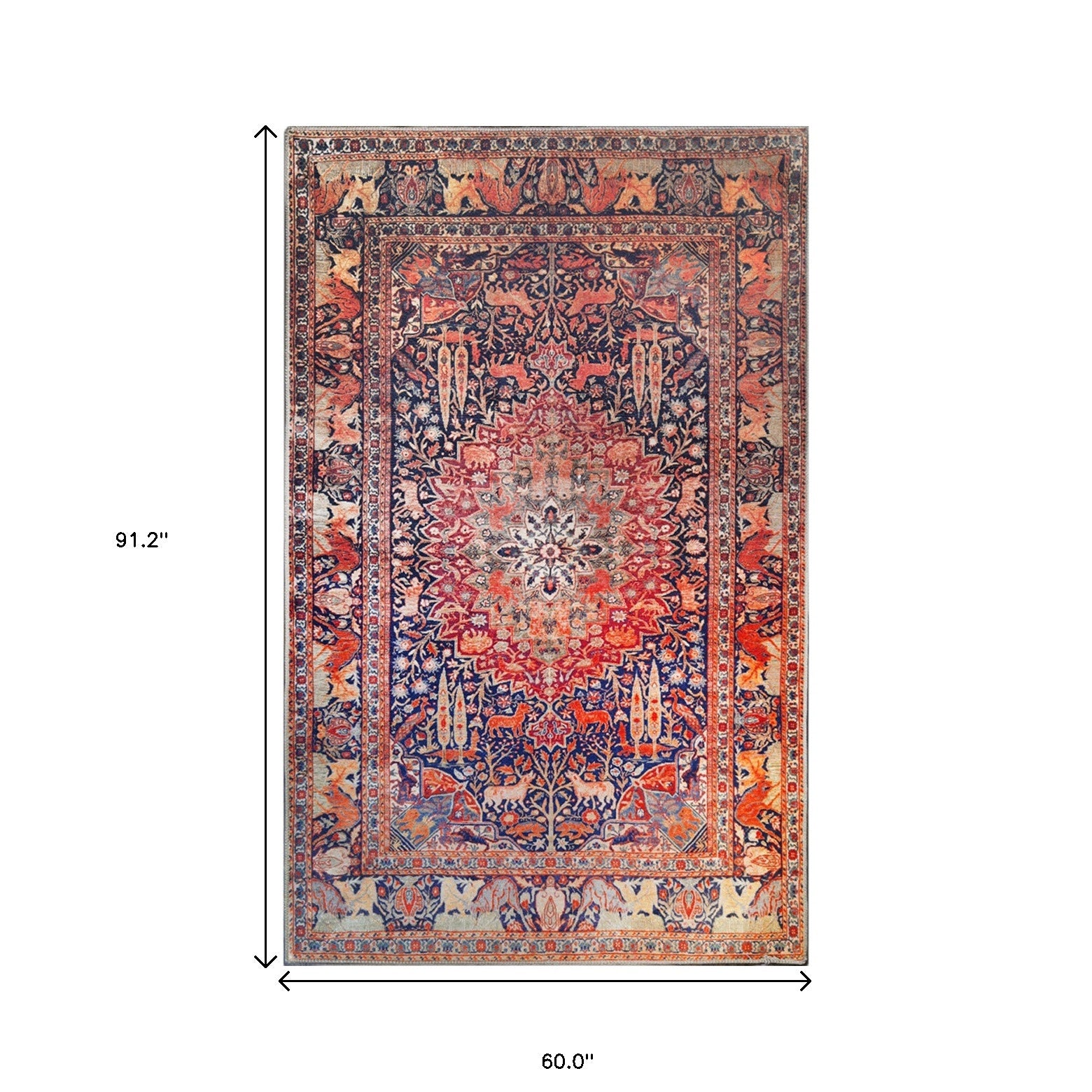 5' X 7' Brown Medallion Stain Resistant Area Rug