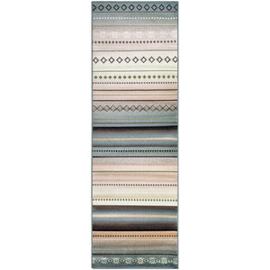 8' Gray Southwest Geometric Stain Resistant Runner Rug