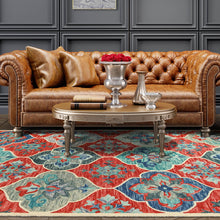 4' X 6' Blue And Rust Wool Geometric Tufted Stain Resistant Area Rug