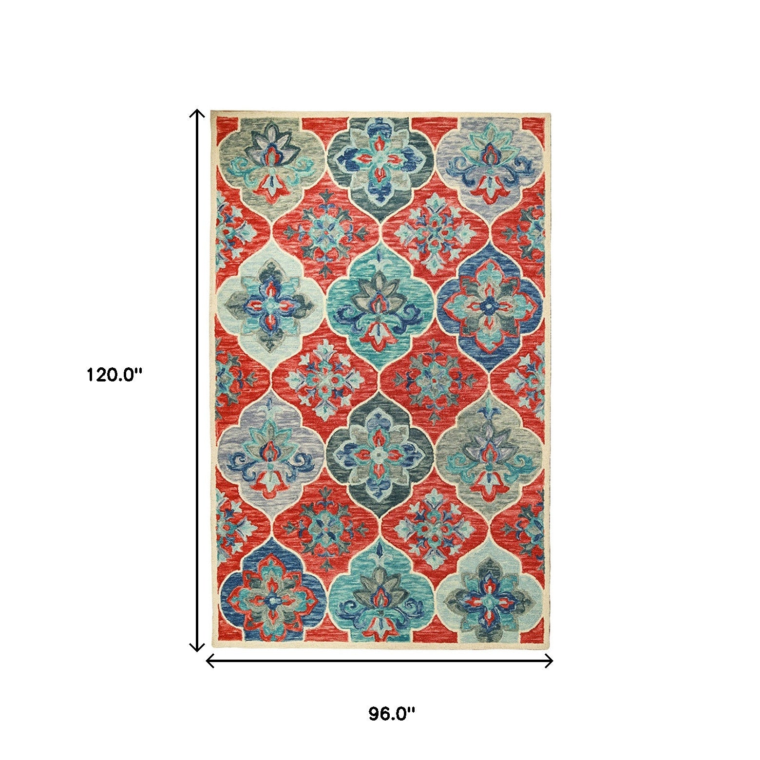8' X 10' Blue And Rust Wool Geometric Tufted Stain Resistant Area Rug