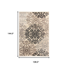 9' X 12' Beige Medallion Power Loom Stain Resistant Area Rug
