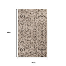 5' X 8' Bronze Floral Vines Power Loom Stain Resistant Area Rug