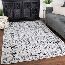 5' X 8' Platinum Floral Vines Power Loom Stain Resistant Area Rug