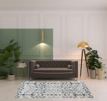 5' X 8' Platinum Floral Vines Power Loom Stain Resistant Area Rug