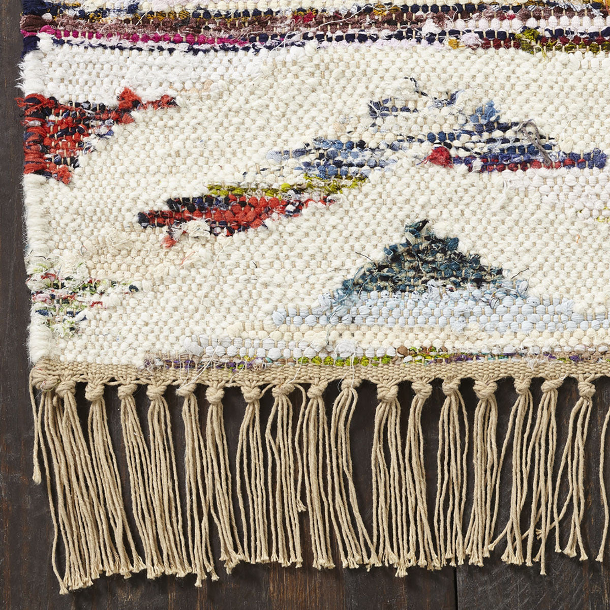 5' X 8' White And Southwest Palette Geometric Hand Woven Area Rug