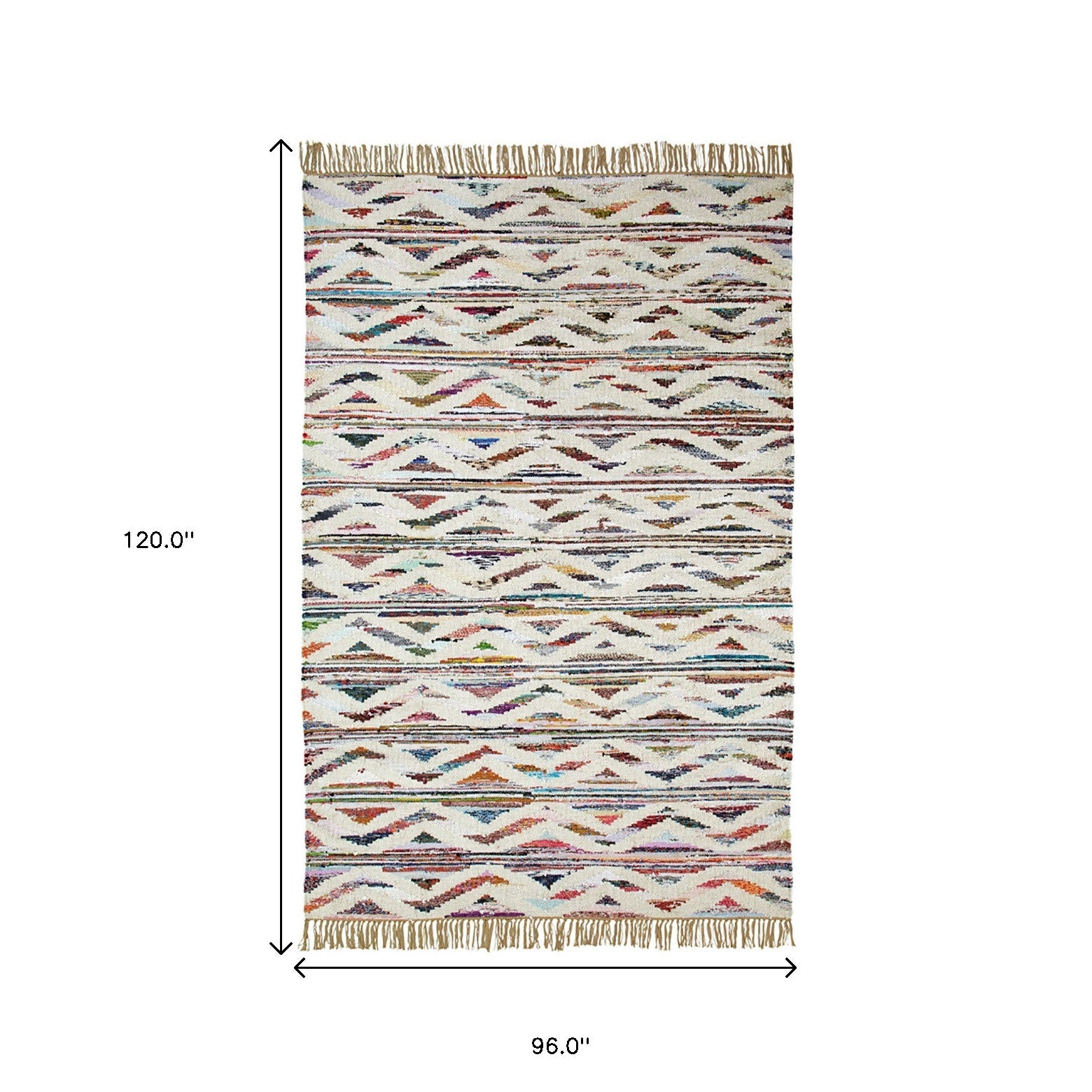8' X 10' White And Southwest Palette Geometric Resistant Area Rug