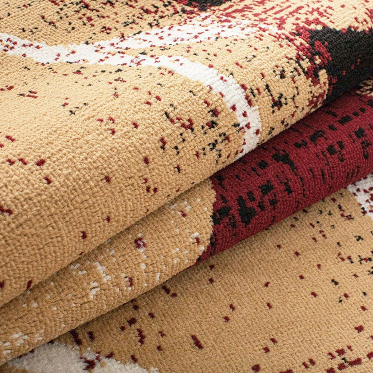 5' X 8' Burgundy And Beige Floral Power Loom Distressed Stain Resistant Area Rug