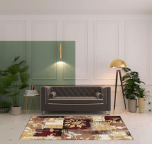 5' X 8' Burgundy And Beige Floral Power Loom Distressed Stain Resistant Area Rug