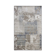 8' X 10' Ivory Gray And Olive Floral Power Loom Distressed Stain Resistant Area Rug