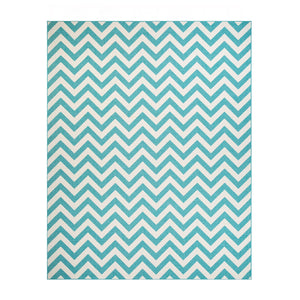 8' X 10' Blue-Green/Cream Chevron Stain Resistant Indoor Outdoor Area Rug