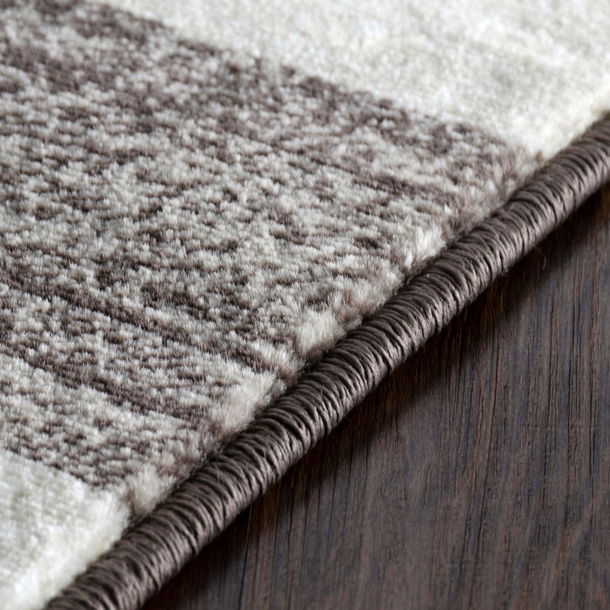 8' Beige Geometric Power Loom Stain Resistant Runner Rug