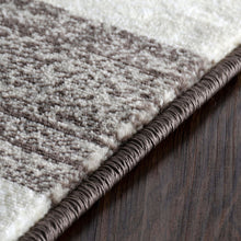 8' Beige Geometric Power Loom Stain Resistant Runner Rug