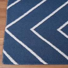 6' X 9' Navy Blue Waves Stain Resistant Indoor Outdoor Area Rug