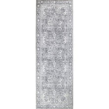 8' Charcoal Medallion Power Loom Stain Resistant Runner Rug