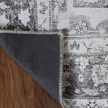 8' Charcoal Medallion Power Loom Stain Resistant Runner Rug