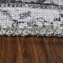 8' Charcoal Medallion Power Loom Stain Resistant Runner Rug