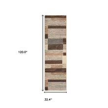 10' Slate Patchwork Power Loom Stain Resistant Runner Rug