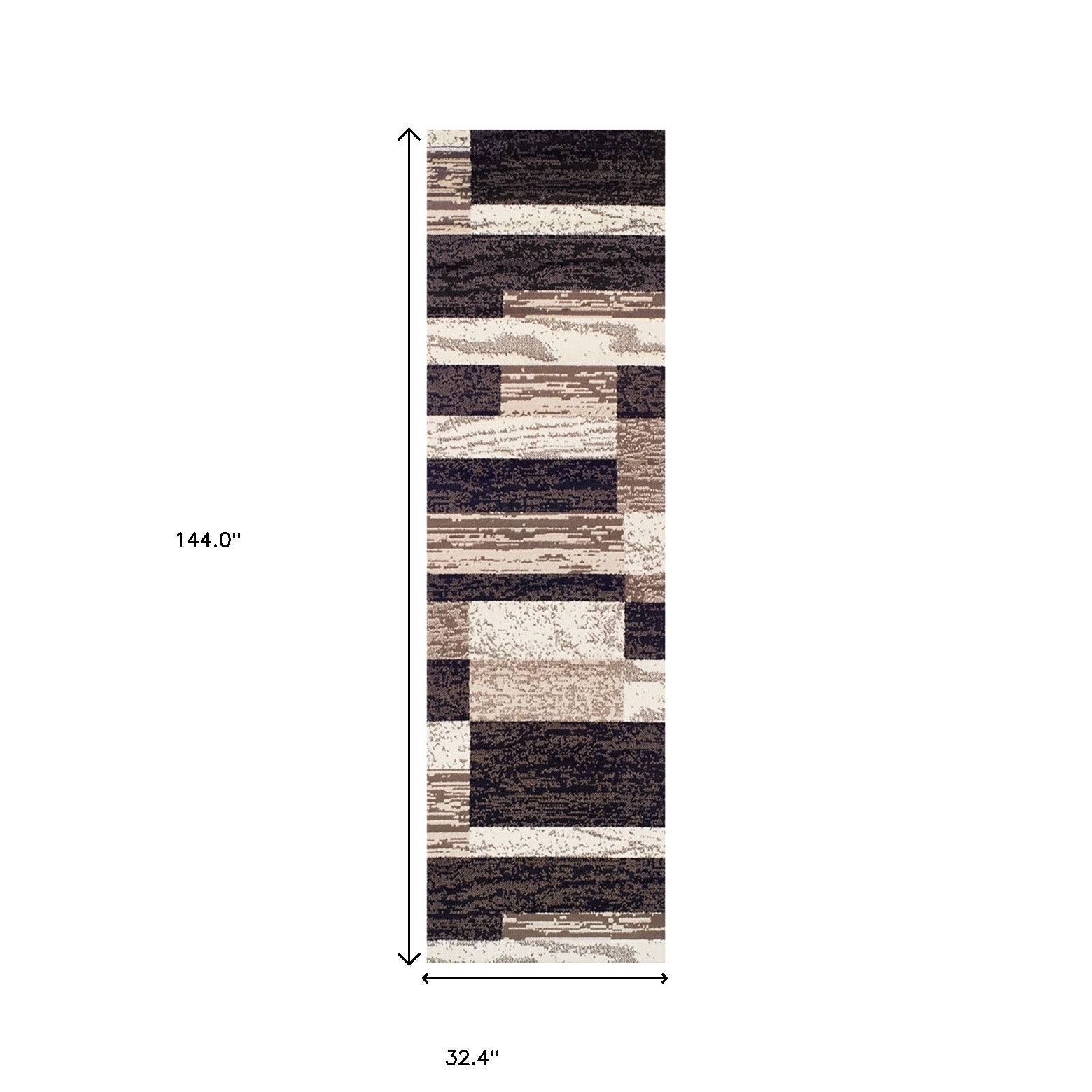 12' Chocolate Patchwork Power Loom Runner Rug