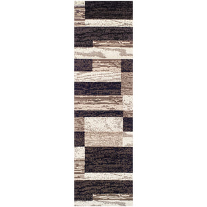 8' Chocolate Patchwork Power Loom Stain Resistant Runner Rug