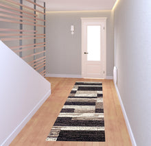 8' Chocolate Patchwork Power Loom Stain Resistant Runner Rug