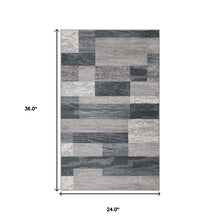 2' X 3' Blue And Taupe Patchwork Power Loom Stain Resistant Area Rug
