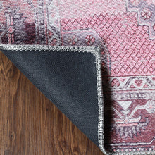 4' X 6' Pink Geometric Power Loom Distressed Stain Resistant Non Skid Area Rug